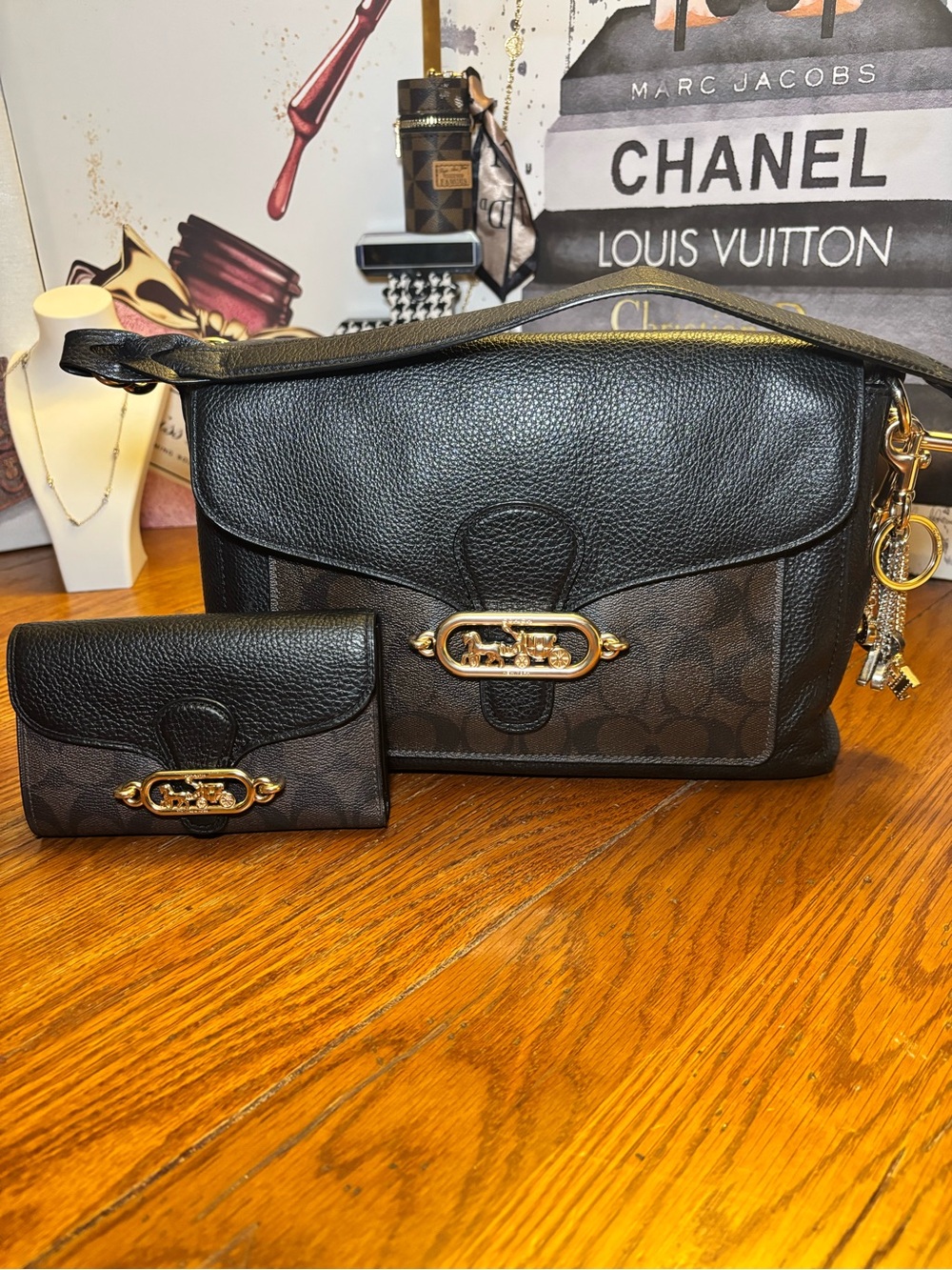 Coach Jade Messenger F81992 Signature Canvas Bag + Matching Wallet